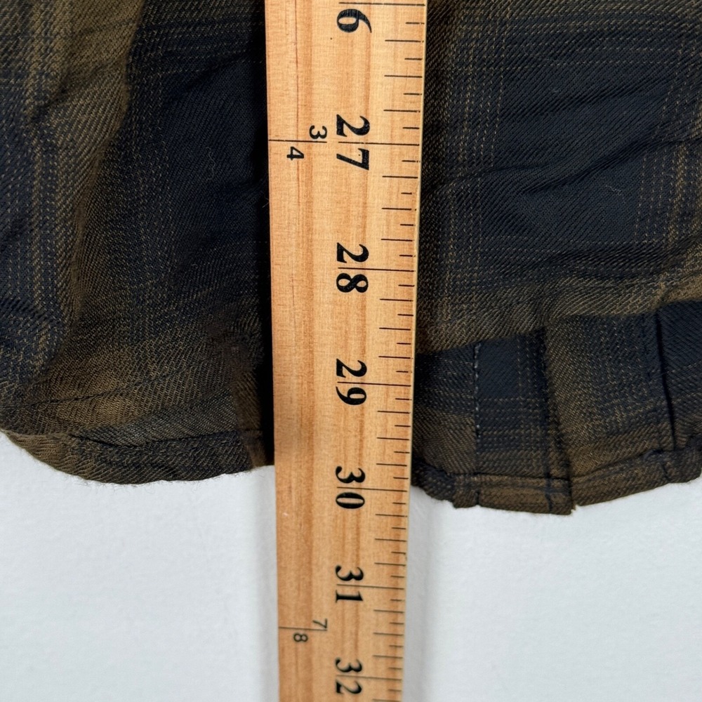 YoungLA Pearl Snap Western Flannel Shirt Men Medium Brown Black Check Rayon - Picture 9 of 9